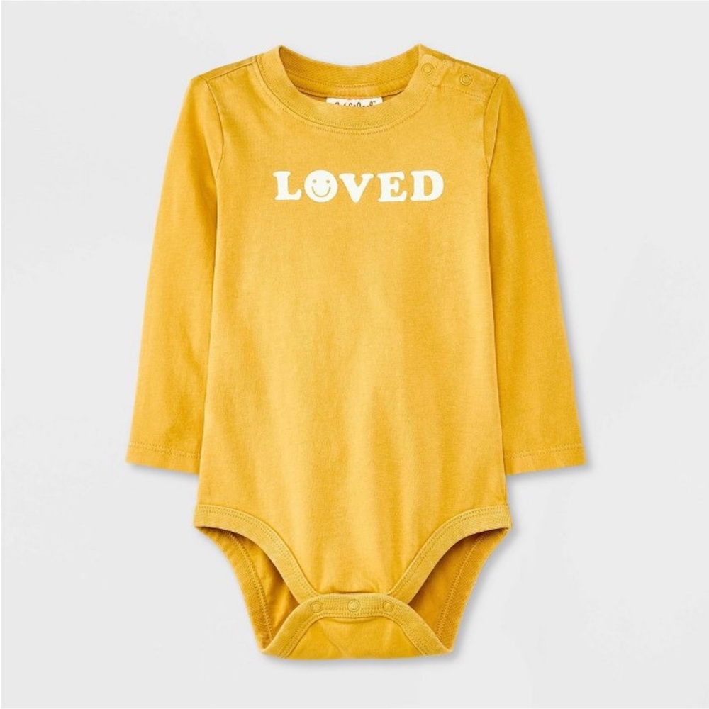 Baby Long Sleeve Bodysuit Loved - Cat & Jack Mustard Yellow 18m